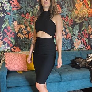 Black cut out dress.